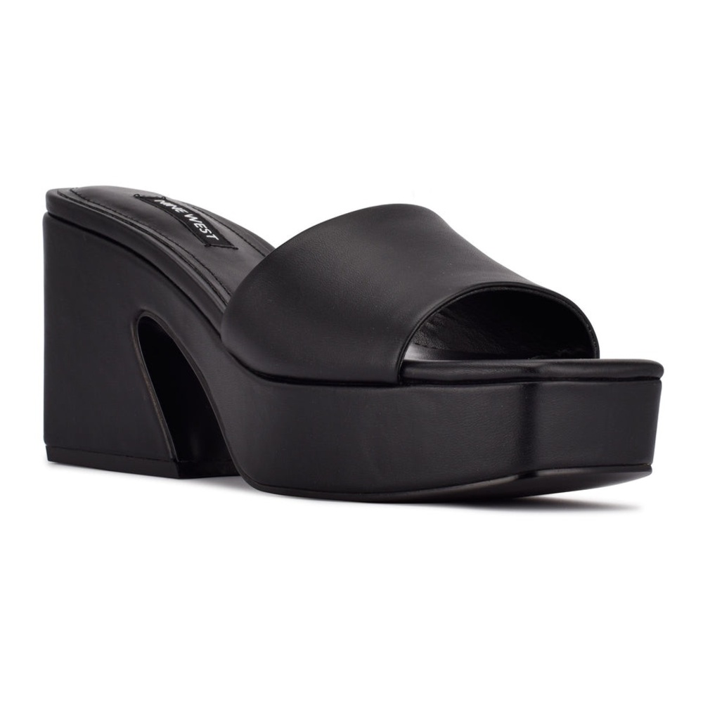 Nine West Black Platform Slide Sandals